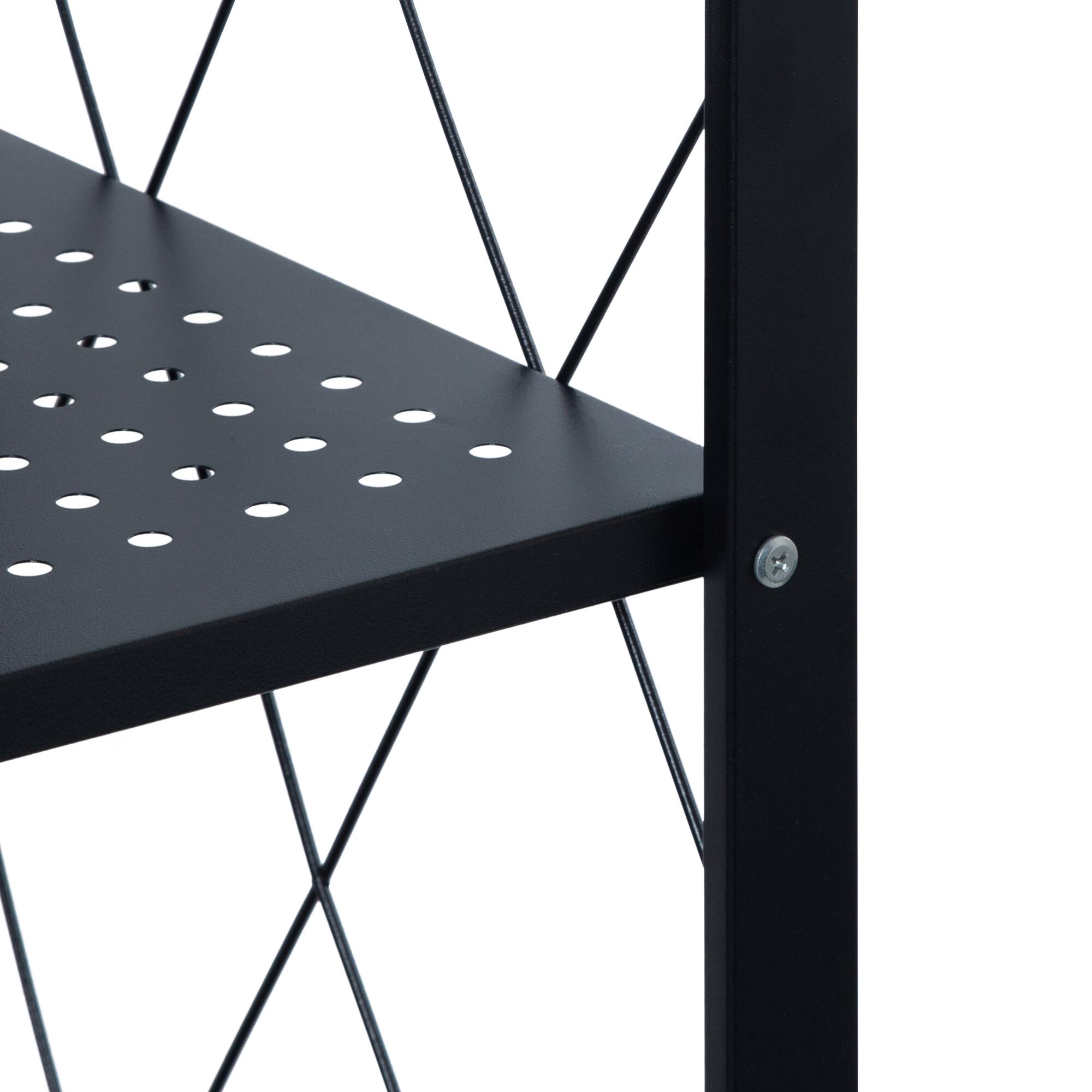 Organize It All Black 4-Tier Foldable Metal Rack with Wheels